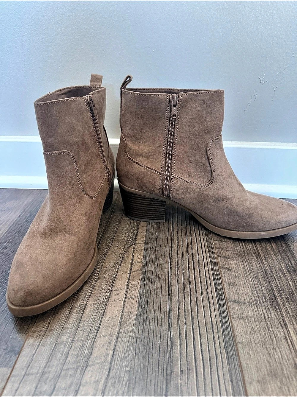 Old Navy Faux-Suede Low-Heel Booties Brown